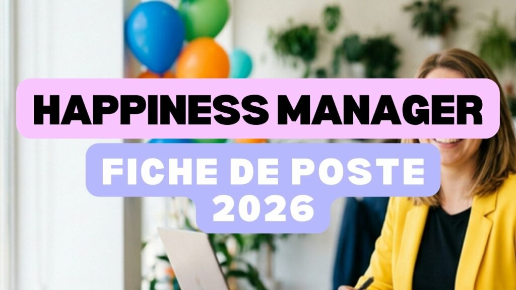 Happiness manager souriant à son bureau, fiche de poste 2026