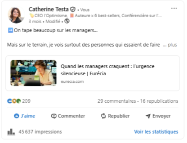 Campagne Eurecia sur LinkedIn